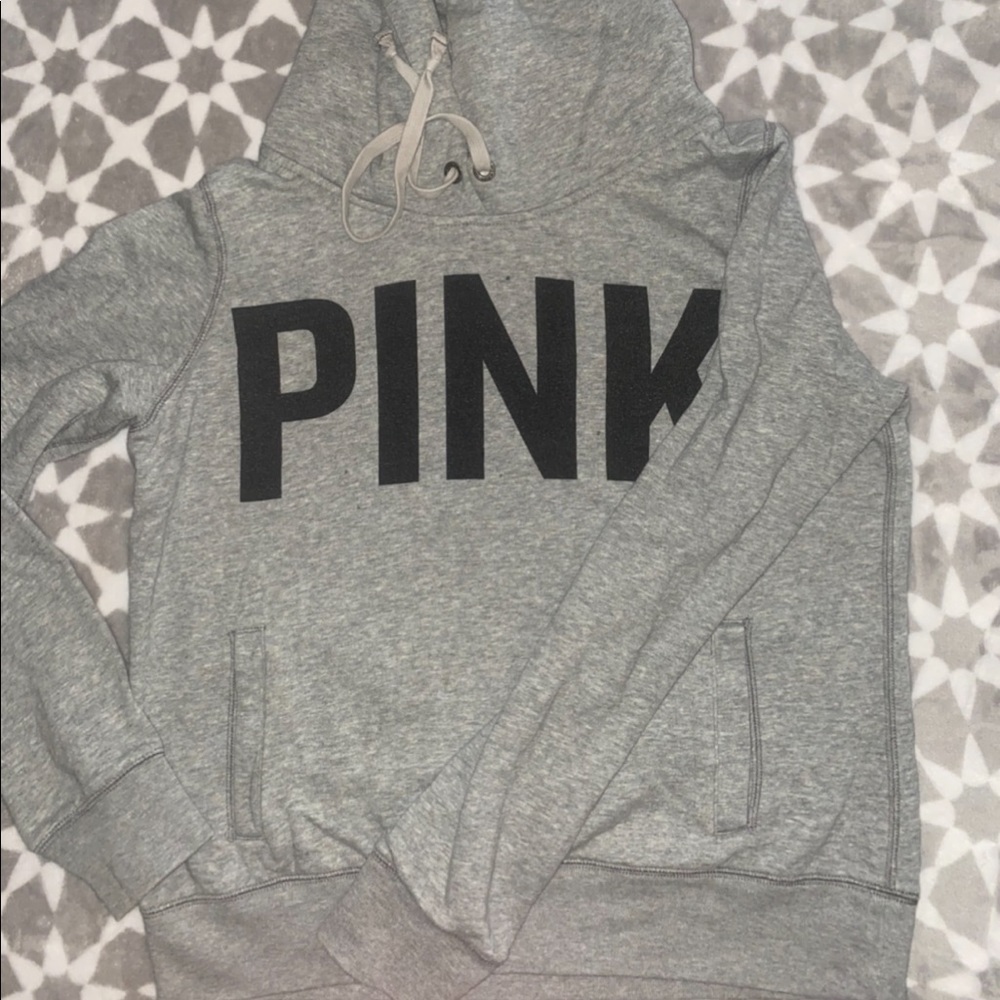 PINK gray pullover hoodie